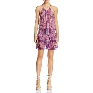 Poupette St. Barth Mini Dress Honey  Bohemian Pink Lotus Flower Print Size XS